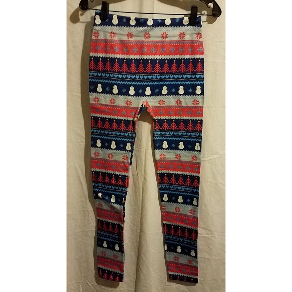Women's‎ Leggings Size L/XL Snowman Print Holiday  Stretchy